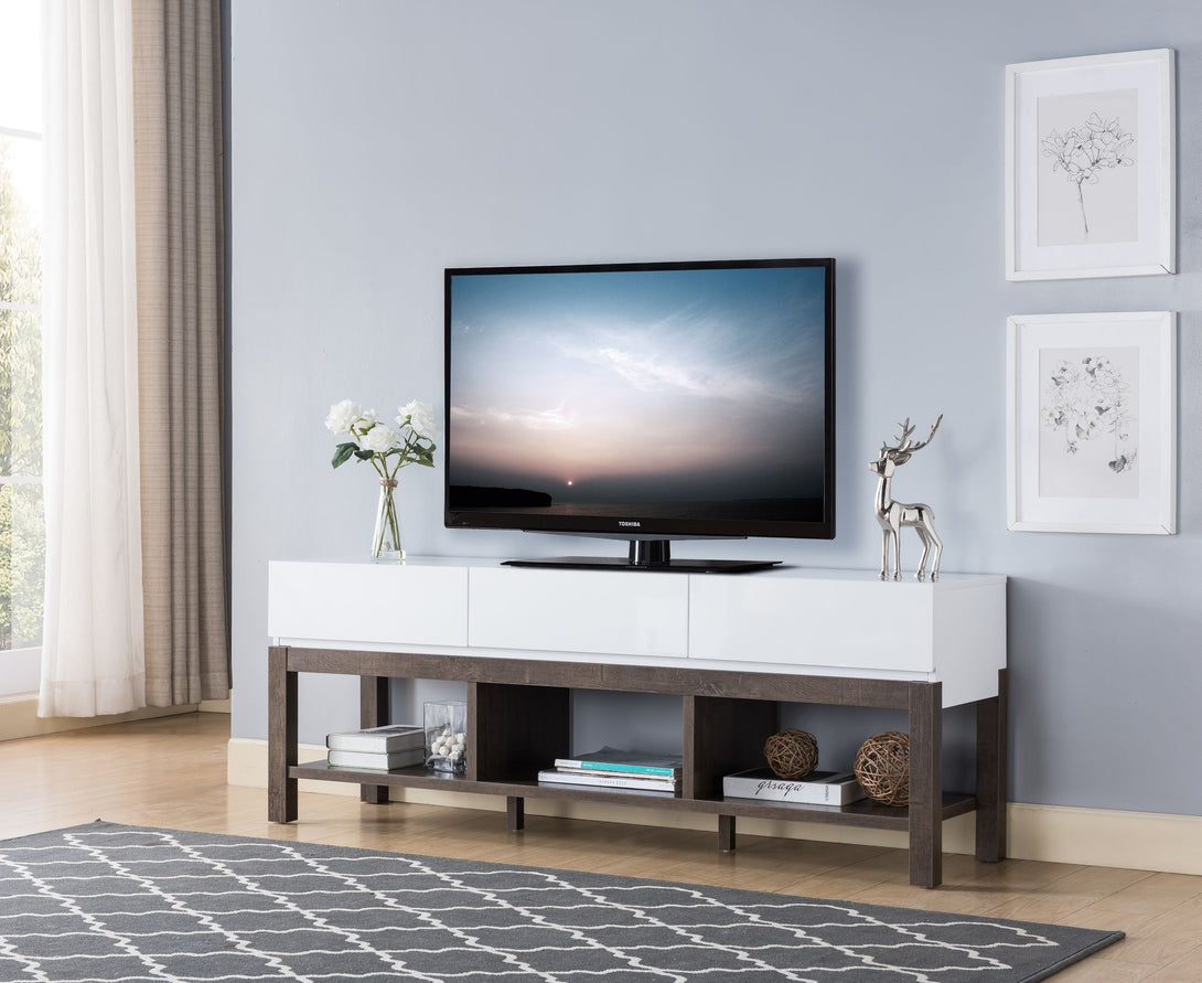 60'' TV STAND - WHITE/WALNUT OAK 1