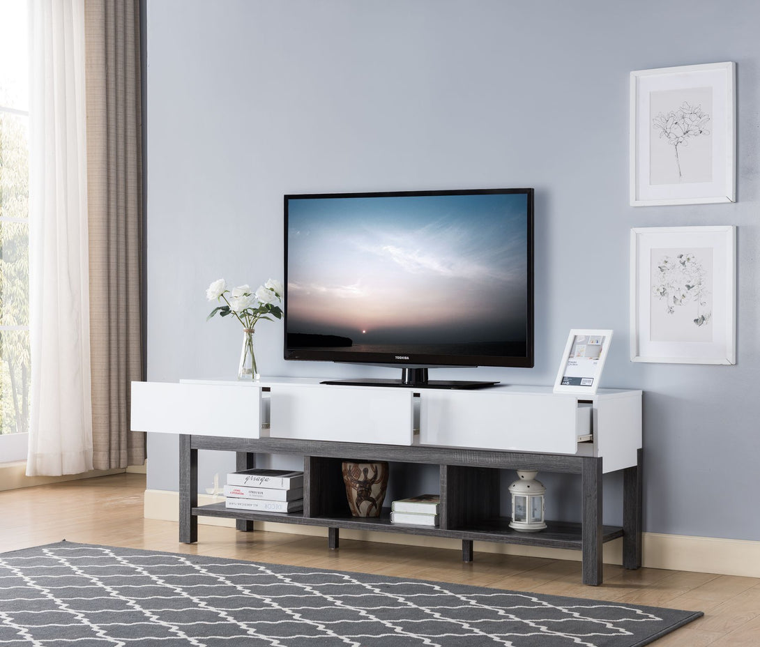 60'' TV STAND - WHITE/GREY 2