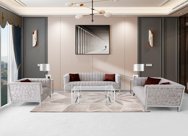 Ariel 3PC Sofa Set Beige