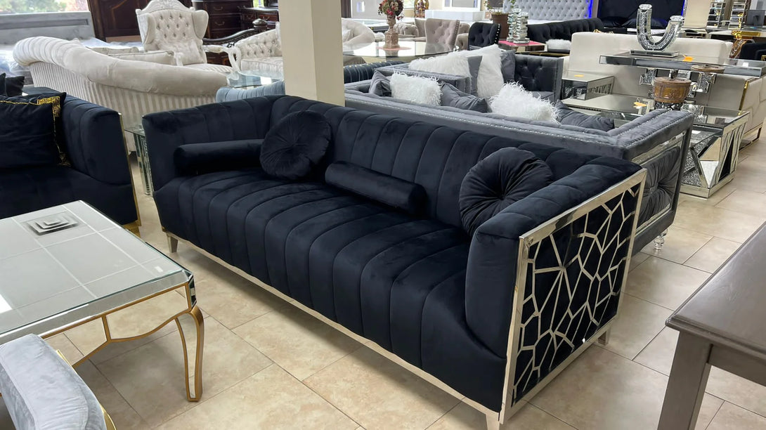 3 PC Black Sofa Set 2124 1