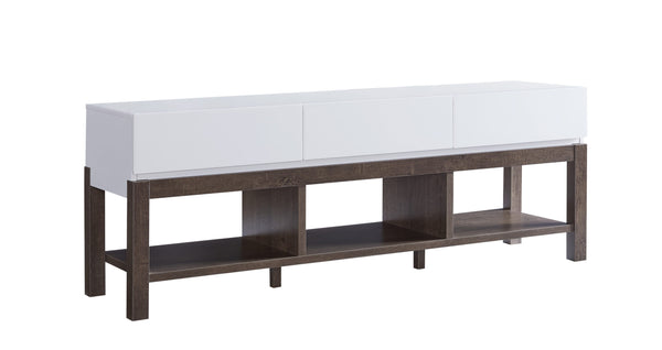 60'' TV STAND - WHITE/WALNUT OAK