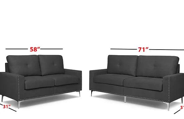 Rita 2 Pcs Sofa Set (Dark Grey) 3
