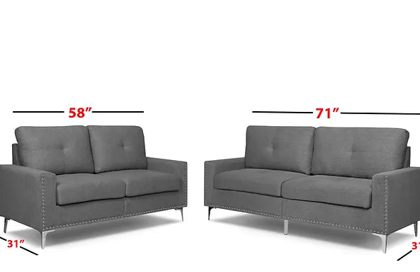 Rita 2 Pcs Sofa Set Grey 3
