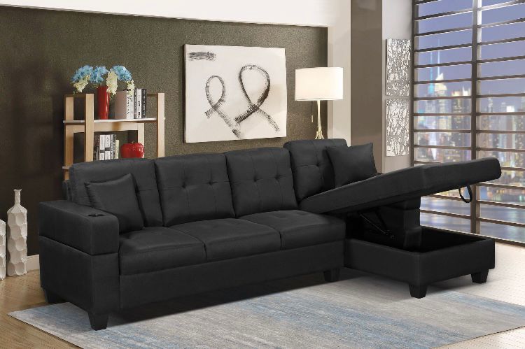 Reversible Sectional Sofa Black 1